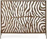 Fireplace Screen Guard, Fireplace Screen Contemporary Fireplace Summer Screen, 39" W X 31" H, Art Hollow Zebra Pattern Fireplace Screen Spark Guard Cover (Color : Red Copper)