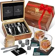 Whiskey Set Gifts for Men - Whiskey Glasses Set of 2 - Stones & Coasters - Birthday Gifts for Men Husband Friend Dad Brother Boyfriend Boss Father in Law - Whiskey Glass Set Bourbon Glass