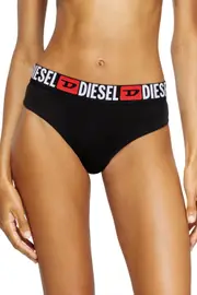 [Diesel] Diesel - 3-pack thongs with logo waist - Strings - Woman - Black L Black