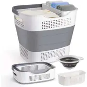 Foldable Laundry Hamper with Detachable Basket, Pop Up Clothes Storage Container with Handles, Collapse Clothes Organiser for Washing
