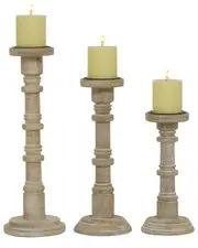 Peyton Lane Set of 3 Brown Country Cottage Candle Holder