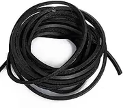 LolliBeads (TM) 3mm Flat Genuine Leather Cord Braiding String Black (5 Yards)