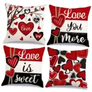 Valentine's Day Throw Pillow Covers 18x18 Inch Set 18" x 18" (Pack of 4) Black