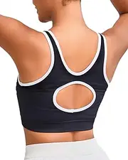 [RUNNING GIRL] Womens Workout Seamless Bra, Push Up Ribbed Sports Bras for Women Supportive Moulded Cup Racerback Yoga Bra