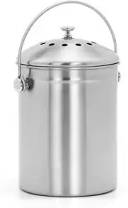 Stainless Steel Compost Bin for Kitchen Benchtop - Indoor Rust Resistant Kitchen