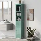 Tall Slim Bathroom Storage Cabinet w/ Drawer Door Adjustable Shelf Freestanding