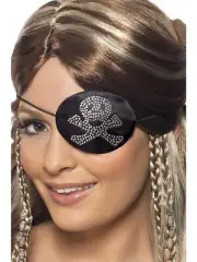 Crossbone Pirates Eyepatch Diamante Jolly Rodger Fancy Dress Accessory