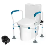 Costway Toilet Security Handrail Adjustable Toilet Support Frame w/Clamp&Suction Cups Disabled Elderly