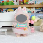Labubu Baby Clothes 17cm Labubu Cloth Clothes Heartbeat Macaron Vinyl Face Doll Baby Clothes Replacement——style:Rainbow jumpsuit