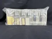 Vtg SET of 6 Clear GLASS Spice BOTTLE Jar Apothecary w/ Stopper Made in Japan