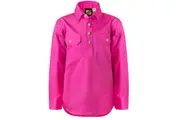 Workcraft Kids 1/2 Button Cotton Shirt WSK131 - Pink