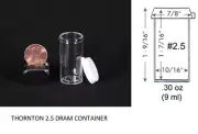 Thornton 2.5 dram clear plastic vial container small collector insect holder 20x