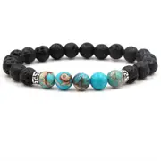 Sea Sediment Jasper and Lava Aromatherapy Essential Oil Diffuser Bracelet - Protection and Stability - Gift Idea