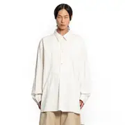 [HED MAYNER] Pinstriped Shirt with Bib Beige