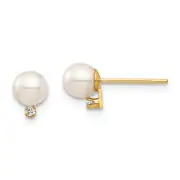 14k Madi K 4-5mm White Round Freshwater Cultured Pearl and .02 Carat Diamond Pos