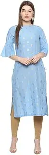 [BIBA] Women's Cotton Straight Kurta (Summer E14642_ Blue_ S (32))