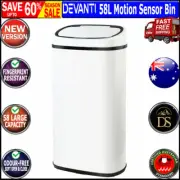 Devanti 58L Motion Sensor Bin Rubbish Waste Automatic Trash Kitchen Office White