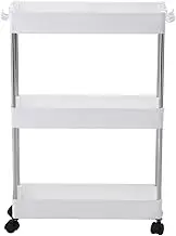 Sherwood Kitchen Trolley Island Cart with Wheel Stainless Steel Storage Organiser Space-saving/Extra Storage Space for Items Made with High-Quality Polythene and Steel - White (3-Tier 40x12.5x60cm)