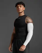 Flex Compression Arm Sleeve (Single), 2XU, M, White/Grey, Unisex