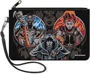 [Buckle-Down] Magic: The Gathering Wallet, Zip Clutch, Magic Three Planeswalker Poses and Logo Black Multi Color, Canvas, Black, LARGE, Casual