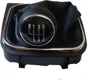 MKVAXR for VW, for Golf V VI, for Golf 5, for Golf 6, for Jetta 5 Speed 6 Gear Car Gear Shift Knobs Stick Handle with Gaitor Covered Leather Boot Car Gear Shift Knob(6 Speed)