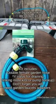 ibc tote 2 side by side linking kits and 3 NPT Garden hose adapters