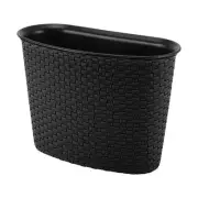 Car Trash Can Hanging Car Door Faux Leather Trash Bin Weaving Pattern Black 1pcs