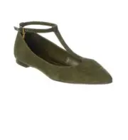 NWB Tory Burch Ashton T-Strap Flat Leccio Suede Size 5 M W/Shoe Bag