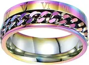 [Holibanna] Roman Numeral Ring Roman Numeral Wedding Band Roman Numeral Finger Stainless Rings for Women Fidget Thumb Ring Trendy Rings Beaded Ring Roman Numerals Ring Gold Titanium Steel