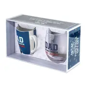 2pc Dad the Man Myth Legend 400ml Coffee Mug & Stemless Wine Glass Tumbler Set