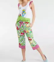 NEW PETER ALEXANDER WOMENS SMURFS TANK TOP + 3/4 PJ PANTS SET $139.90 MEDIUM