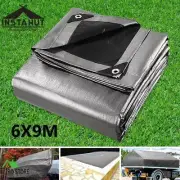 Instahut Tarpaulin Tarp 6x9m Canvas rp Camping Poly Tarps Heavy Duty Cover