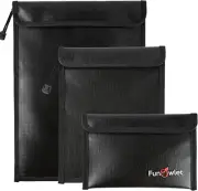 Fireproof Waterproof Money Document Bag - 3 Pack Safe Upgraded Zipper Bags