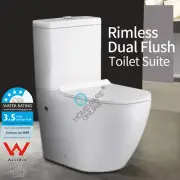 Rimless Dual Flush Back to Wall Ceramic Toilet Suite S P Trap Soft Close Seat