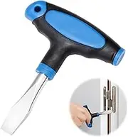1 Pack T-Handle 10mm Flat Head Screwdriver Blue Black Slotted Screwdriver Mini Slotted Screwdriver with Plastic Handle for Film Sets Electronics Repair Fastening Chiseling Loosening