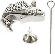 Mipcase 1Set Pet Memorial Pendant Stainless Steel Fish Shaped Ash Urn with Funnel Needle for Pet Ashes Keepsake Durable Commemorative Pendant for Pet Funeral and Remembrance
