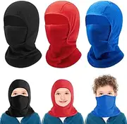 [ZOCONE] Pack of 3 Balaclava Children's Winter Scarf Hat Windproof Face Mask Bicycle Children's Ski Mask Hat Girls and Boys Balaclava