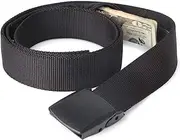 ISOP Travel Hidden Pocket Belt for Money | Security Cash Belt | Black Belt - Credit Cards Pocket | Safe Anti-Theft Wallet | Emergency Preparedness | Belts for Travel for Men or Women, Black, One Size,