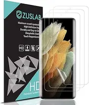 [3 Pack] ZUSLAB Galaxy S21 Ultra Screen Protector 5G Flexible TPU Film Ultrasonic Sensitive Fingerprint Recognition & Case Friendly