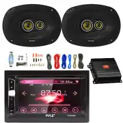 Pyle Double DIN 6.2" HD Bluetooth CD/DVD Radio, 2x 6x9" 450W Speaker, Amp w/Kit