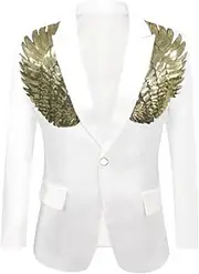 [Haitpant] Mens Sequin Suit Jacket Slim Fit Diamond Dress Tuexdo Blazer Stage Party Dance Singer Nightclub Costume