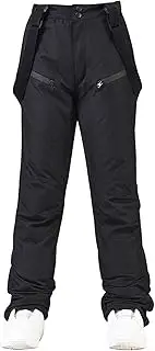 QIULAO Men's Women's Ski Trousers, Waterproof Windproof Warm Snow Trousers, Detachable Straps, Support Single Board Double Board, Outdoor Couple Trousers (Color : Schwarz, Size : XX-Large)
