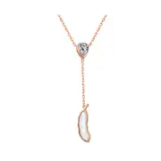 ANYCO Necklace Rose Gold Plated 925 Silver Teardrop Flower Dangle with Zircon 5A Gift Jewelry