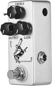 Overdrive Effect Pedal, Silver Horse Overdrive Boost Guitar Effect Pedal Full Metal Shell True Bypass