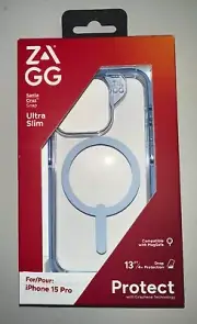 !!- Brand New Zagg iPhone 15 Pro Santa Cruz Snap Blue & Clear Ultra Slim Case-!!