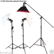120w/s Strobe Flash Lighting Kit w/ Boom Arm Stand for Photo Video Light Studio
