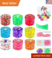 Non-Sticky Slime Kit - 9 Pack of Fun Clear Crystal Slime with Charm Accessories