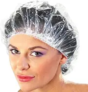 100+10 Disposable Clear Mop Mob Caps Clipped Hair Head Cover Shower Cap Plastic for Beauty Salon,Food Service,Hospitals,Laboratories,Manufacturing or Spray Tanning