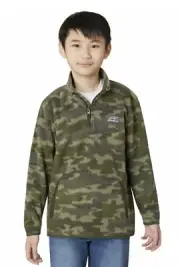 NWT Eddie Bauer Youth Boys Quest Fleece 1/4 Zip Pullover Large 14/16 Green Camo