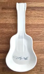 Dolly Parton White Ceramic Guitar Spoon Rest Butterfly